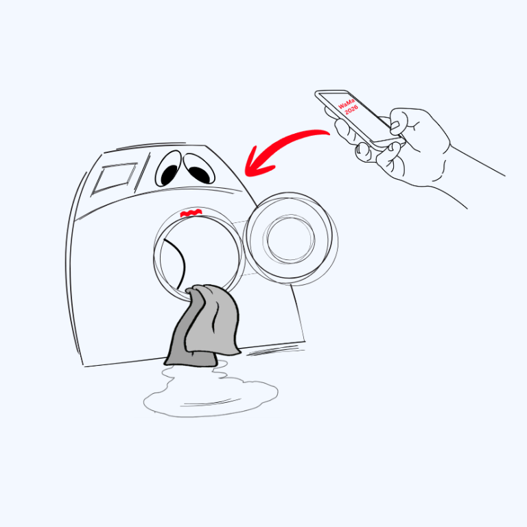 Hinweisbild, dass sich z. B. bei einer Waschmaschine das Typenschild am oberen Rand der Beladeöffnung befinden kann.